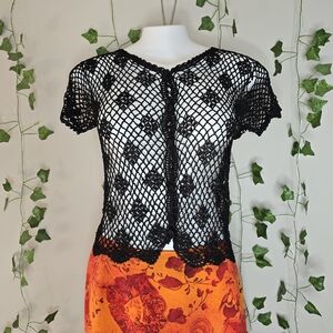 Black Crochet Women Top